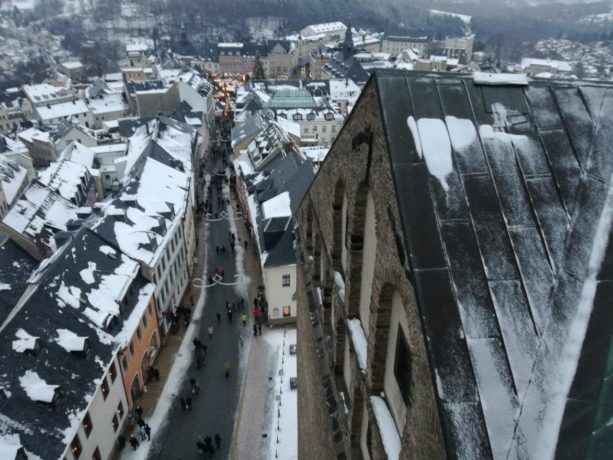 Annaberg-Buchholz, Německo, kostel sv. Anny, vyhlídková věže, advent